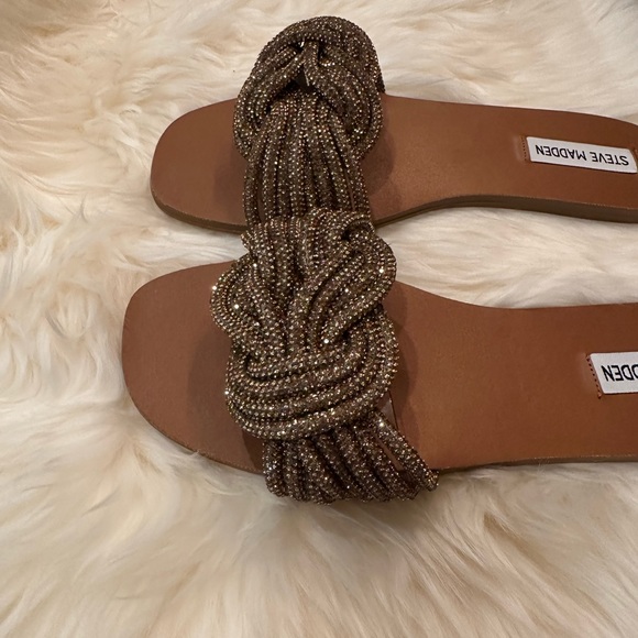 Steve Madden Adore Bronze Rhinestone Sandals / Slides - Size 8 - Picture 4 of 6
